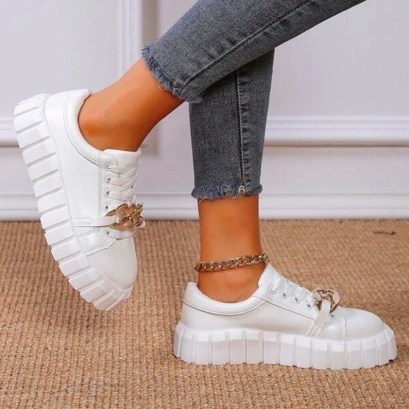 Lace-up Front Chain Decor tennis Shoes - Picture 5 of 6